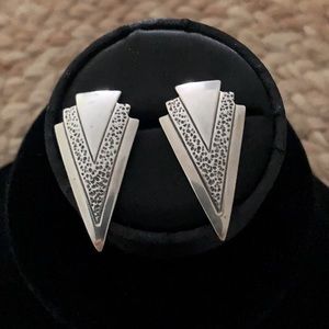 MJ signed Sterling Silver post Earrings